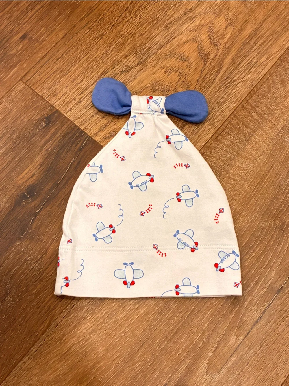 NWOT Kissy Kissy White Infant Airplane Hat Plane Aviation Baby Pima Cotton 0-6m